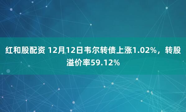 红和股配资 12月12日韦尔转债上涨1.02%，转股溢价率59.12%